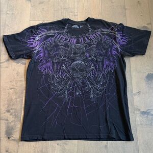 Y2K Affliction Skull Graphic Darkness Shirt 2XL